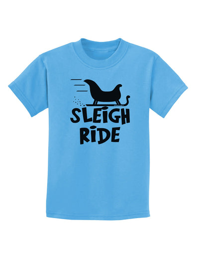 Sleigh Ride BnW Childrens T-Shirt-Childrens T-Shirt-TooLoud-Aquatic-Blue-X-Small-Davson Sales