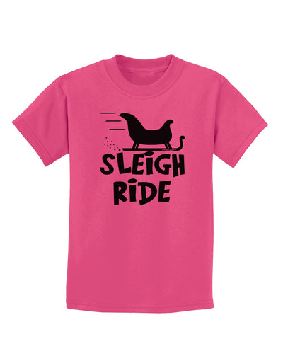 Sleigh Ride BnW Childrens T-Shirt-Childrens T-Shirt-TooLoud-Sangria-X-Small-Davson Sales