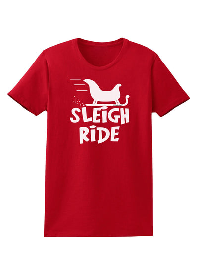 Sleigh Ride BnW Womens Dark T-Shirt-TooLoud-Red-X-Small-Davson Sales