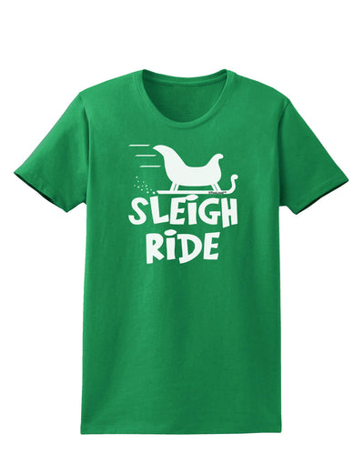 Sleigh Ride BnW Womens Dark T-Shirt-TooLoud-Kelly-Green-X-Small-Davson Sales