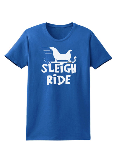 Sleigh Ride BnW Womens Dark T-Shirt-TooLoud-Royal-Blue-X-Small-Davson Sales