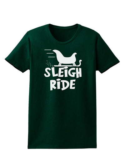 Sleigh Ride BnW Womens Dark T-Shirt-TooLoud-Forest-Green-Small-Davson Sales