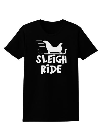 Sleigh Ride BnW Womens Dark T-Shirt-TooLoud-Black-X-Small-Davson Sales