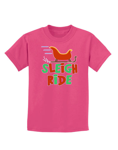 Sleigh Ride Color Childrens Dark T-Shirt-Childrens T-Shirt-TooLoud-Sangria-X-Small-Davson Sales