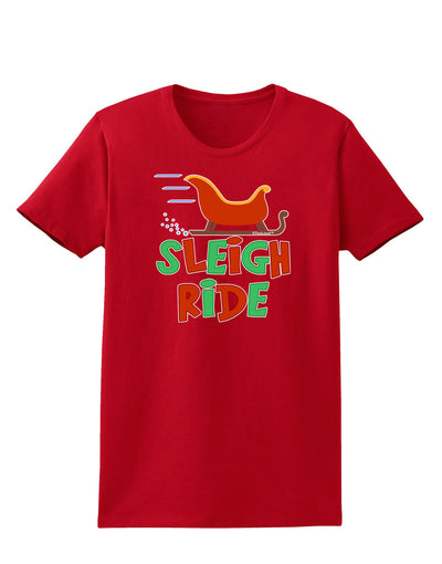 Sleigh Ride Color Womens Dark T-Shirt-TooLoud-Red-X-Small-Davson Sales