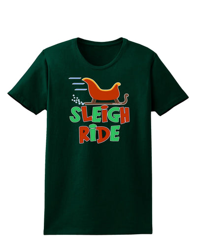 Sleigh Ride Color Womens Dark T-Shirt-TooLoud-Forest-Green-Small-Davson Sales