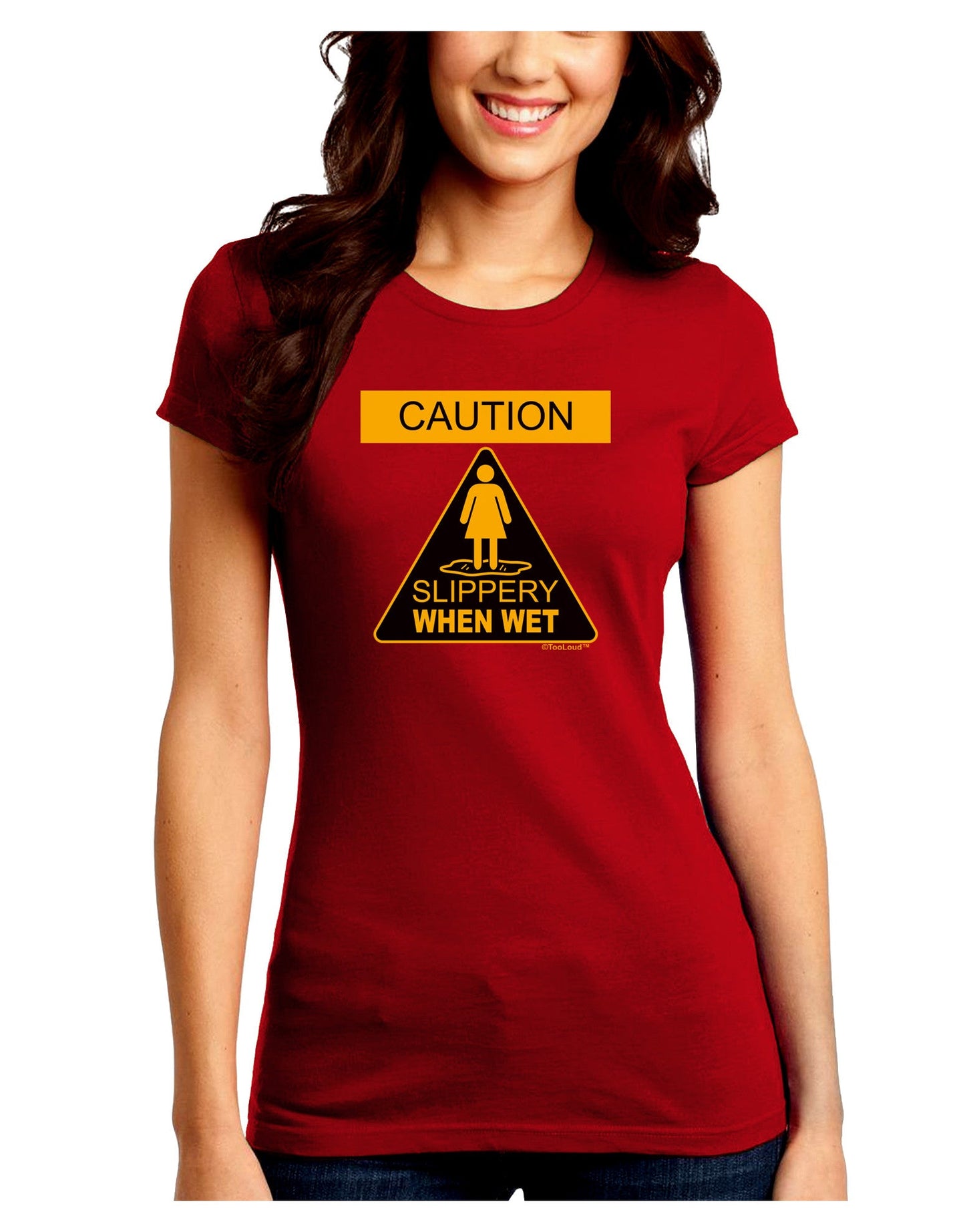 Slippery When Wet Juniors Petite Crew Dark T-Shirt-T-Shirts Juniors Tops-TooLoud-Red-Juniors Fitted Small-Davson Sales