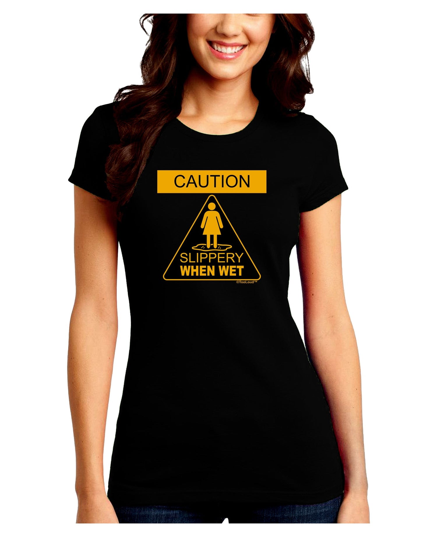 Slippery When Wet Juniors Petite Crew Dark T-Shirt-T-Shirts Juniors Tops-TooLoud-Black-Juniors Fitted Small-Davson Sales