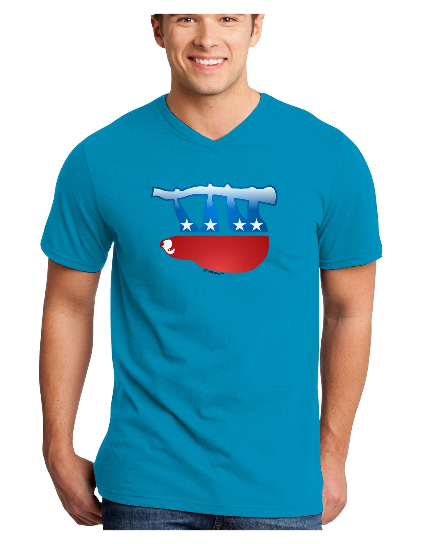 Sloth Political Party Symbol Adult Dark V-Neck T-Shirt-TooLoud-Turquoise-Small-Davson Sales