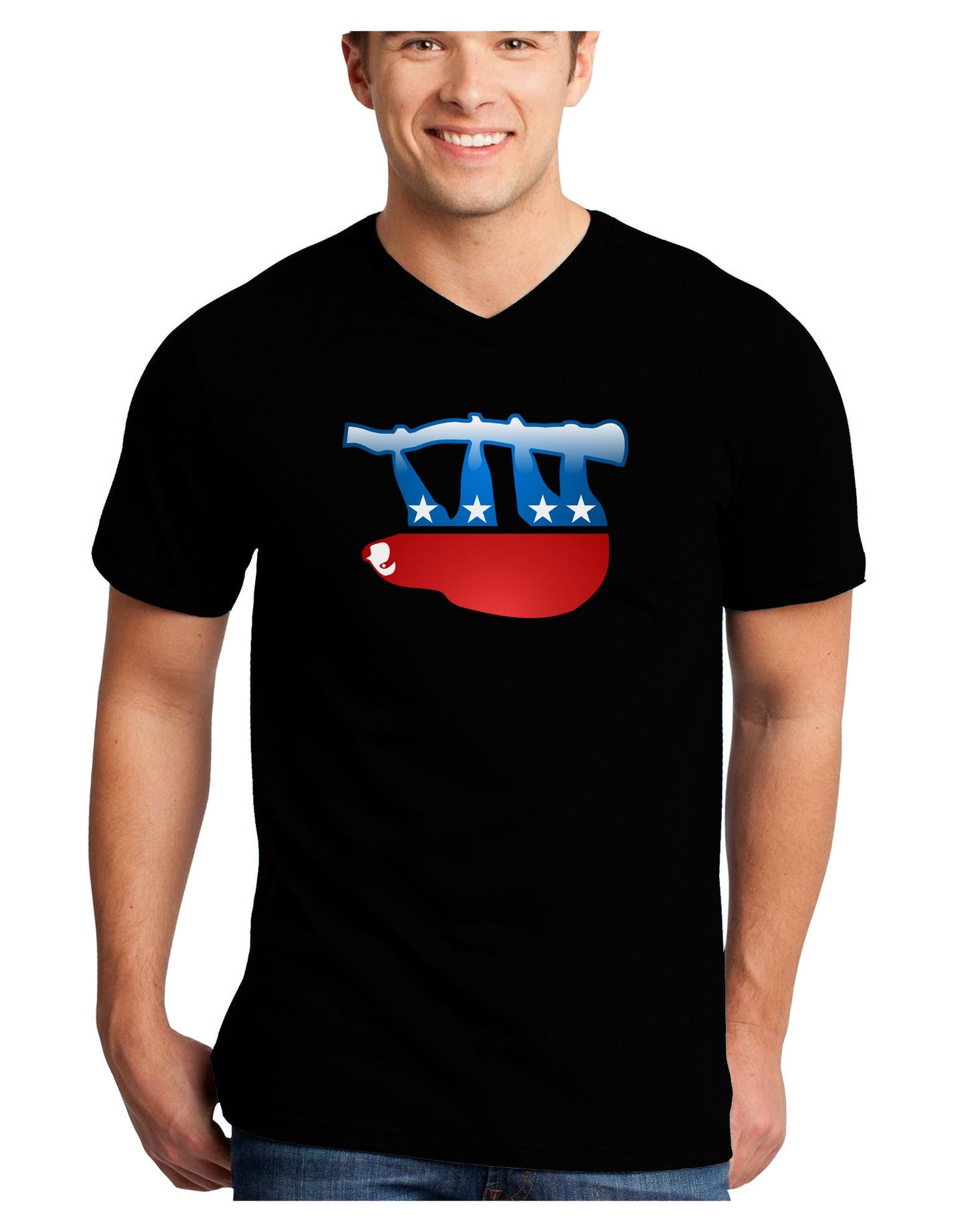 Sloth Political Party Symbol Adult Dark V-Neck T-Shirt-TooLoud-Black-Small-Davson Sales