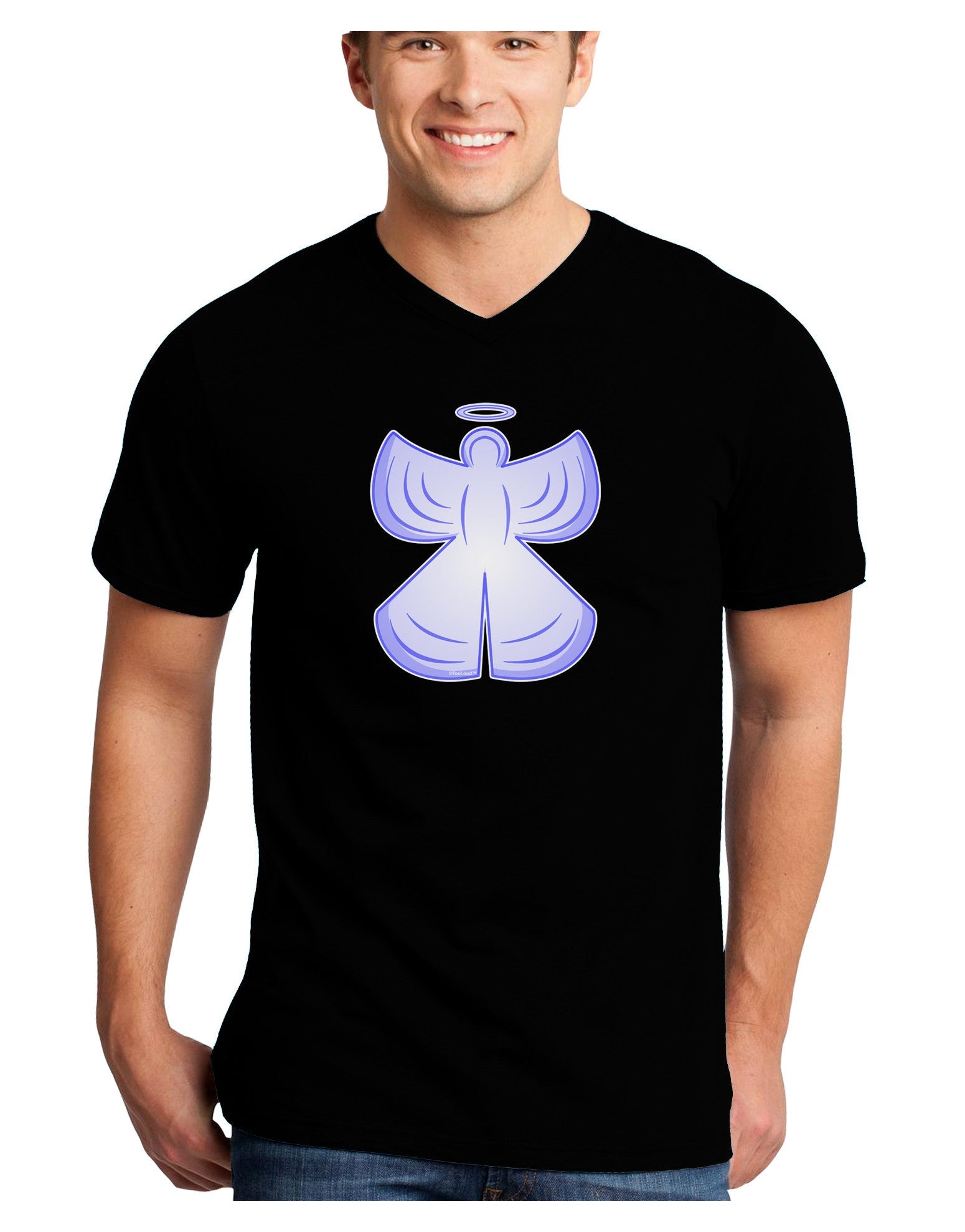 Snow Angel Design - Winter Adult Dark V-Neck T-Shirt-Mens V-Neck T-Shirt-TooLoud-Black-Small-Davson Sales