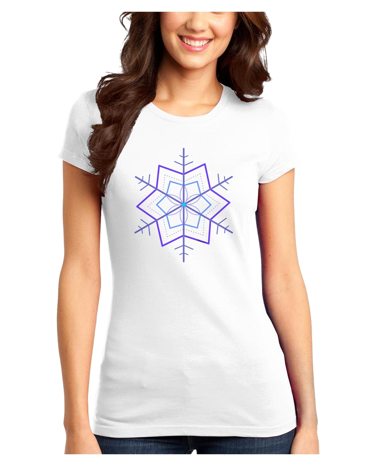 Snowflake Star Christmas Juniors T-Shirt-Womens Juniors T-Shirt-TooLoud-White-Juniors Fitted XS-Davson Sales