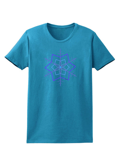 Snowflake Star Christmas Womens Dark T-Shirt-TooLoud-Turquoise-X-Small-Davson Sales