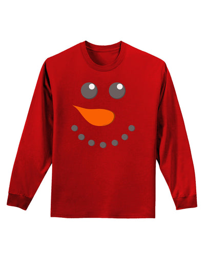 Snowman Face Christmas Adult Long Sleeve Dark T-Shirt-TooLoud-Red-Small-Davson Sales