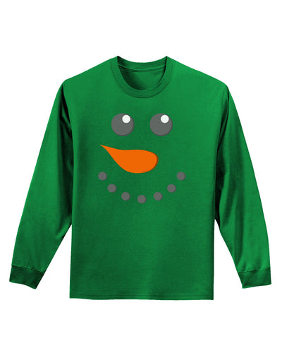 Snowman Face Christmas Adult Long Sleeve Dark T-Shirt-TooLoud-Kelly-Green-Small-Davson Sales