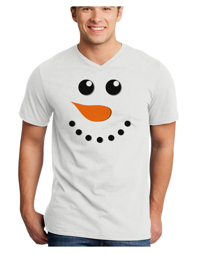 Snowman Face Christmas Adult V-Neck T-shirt-Mens V-Neck T-Shirt-TooLoud-White-Small-Davson Sales