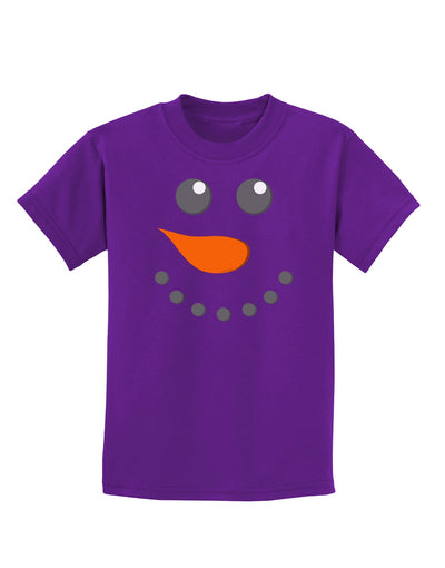 Snowman Face Christmas Childrens Dark T-Shirt-Childrens T-Shirt-TooLoud-Purple-X-Small-Davson Sales