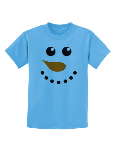 Snowman Face Christmas Childrens T-Shirt-Childrens T-Shirt-TooLoud-Aquatic-Blue-X-Small-Davson Sales