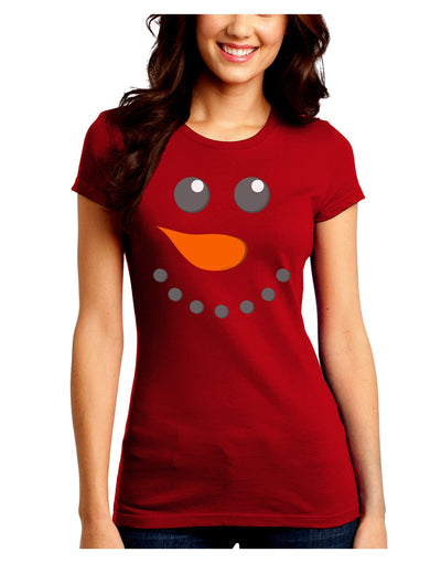 Snowman Face Christmas Juniors Crew Dark T-Shirt-T-Shirts Juniors Tops-TooLoud-Red-Juniors Fitted Small-Davson Sales