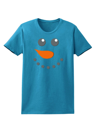 Snowman Face Christmas Womens Dark T-Shirt-TooLoud-Turquoise-X-Small-Davson Sales