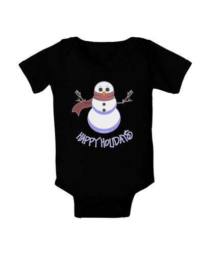 Snowman - Happy Holidays Baby Romper Bodysuit Dark-Baby Romper-TooLoud-Black-06-Months-Davson Sales