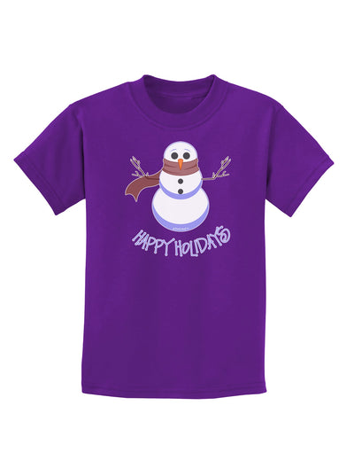 Snowman - Happy Holidays Childrens Dark T-Shirt-Childrens T-Shirt-TooLoud-Purple-X-Small-Davson Sales