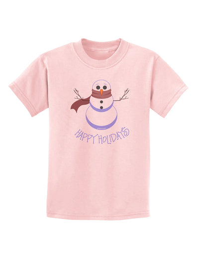 Snowman - Happy Holidays Childrens T-Shirt-Childrens T-Shirt-TooLoud-PalePink-X-Small-Davson Sales