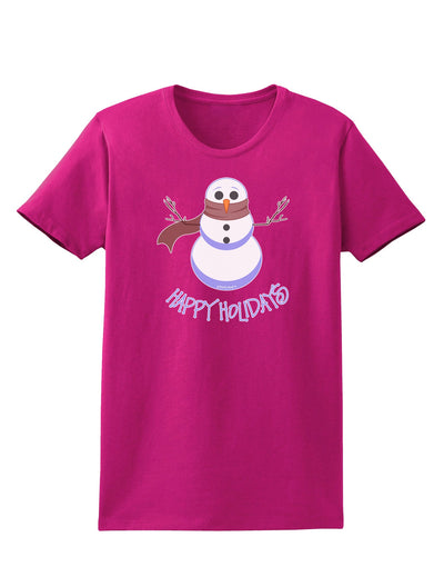 Snowman - Happy Holidays Womens Dark T-Shirt-Womens T-Shirt-TooLoud-Hot-Pink-Small-Davson Sales