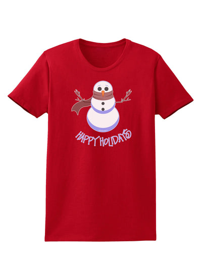 Snowman - Happy Holidays Womens Dark T-Shirt-Womens T-Shirt-TooLoud-Red-X-Small-Davson Sales