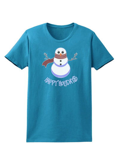 Snowman - Happy Holidays Womens Dark T-Shirt-Womens T-Shirt-TooLoud-Turquoise-X-Small-Davson Sales