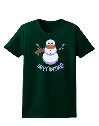 Snowman - Happy Holidays Womens Dark T-Shirt-Womens T-Shirt-TooLoud-Forest-Green-Small-Davson Sales