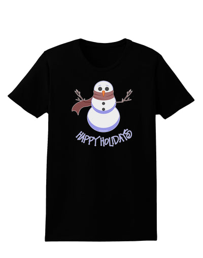 Snowman - Happy Holidays Womens Dark T-Shirt-Womens T-Shirt-TooLoud-Black-X-Small-Davson Sales