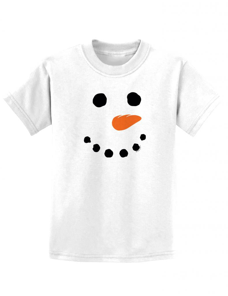 Snowman Smiling Happy Face Childrens Youth T-Shirt-TooLoud-White-X-Small-Davson Sales