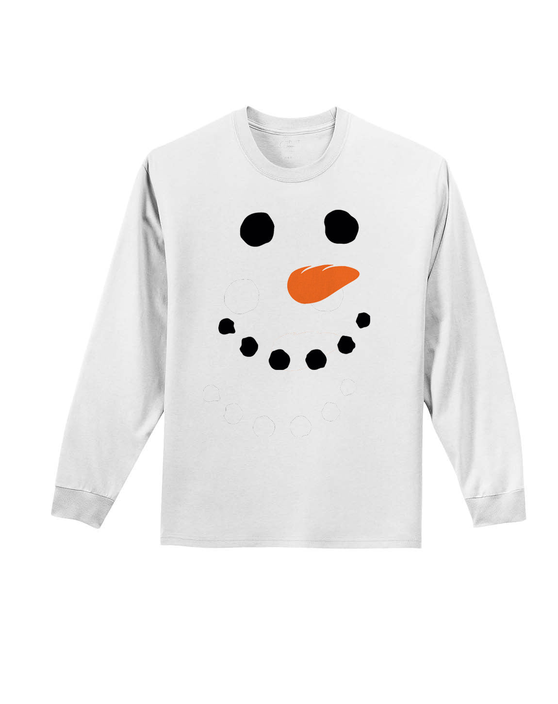Snowman Snowface Long Sleeve T-Shirt-ThatWear-White-Small-Davson Sales