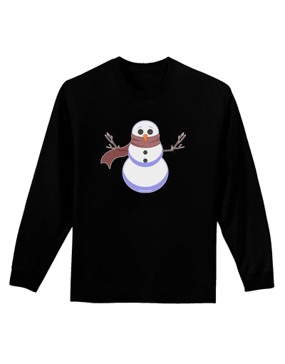 Snowman with Scarf Design Adult Long Sleeve Dark T-Shirt-TooLoud-Black-Small-Davson Sales