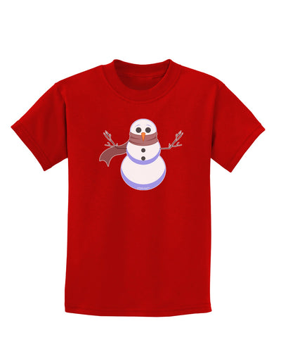 Snowman with Scarf Design Childrens Dark T-Shirt-Childrens T-Shirt-TooLoud-Red-X-Small-Davson Sales