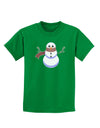 Snowman with Scarf Design Childrens Dark T-Shirt-Childrens T-Shirt-TooLoud-Kelly-Green-X-Small-Davson Sales