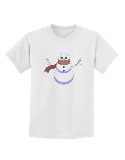 Snowman with Scarf Design Childrens T-Shirt-Childrens T-Shirt-TooLoud-White-X-Small-Davson Sales