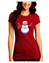 Snowman with Scarf Design Juniors Crew Dark T-Shirt-T-Shirts Juniors Tops-TooLoud-Red-Juniors Fitted Small-Davson Sales