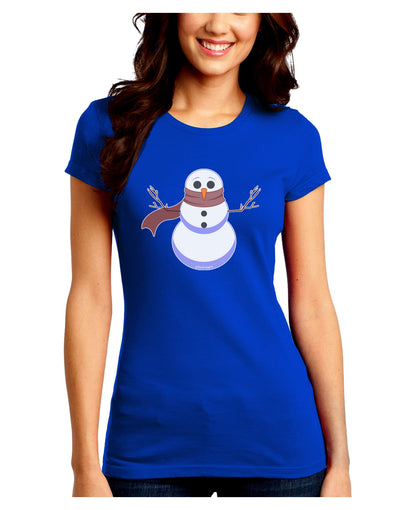 Snowman with Scarf Design Juniors Crew Dark T-Shirt-T-Shirts Juniors Tops-TooLoud-Royal-Blue-Juniors Fitted Small-Davson Sales