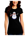 Snowman with Scarf Design Juniors Crew Dark T-Shirt-T-Shirts Juniors Tops-TooLoud-Black-Juniors Fitted Small-Davson Sales