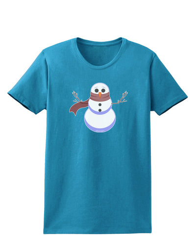 Snowman with Scarf Design Womens Dark T-Shirt-Womens T-Shirt-TooLoud-Turquoise-X-Small-Davson Sales