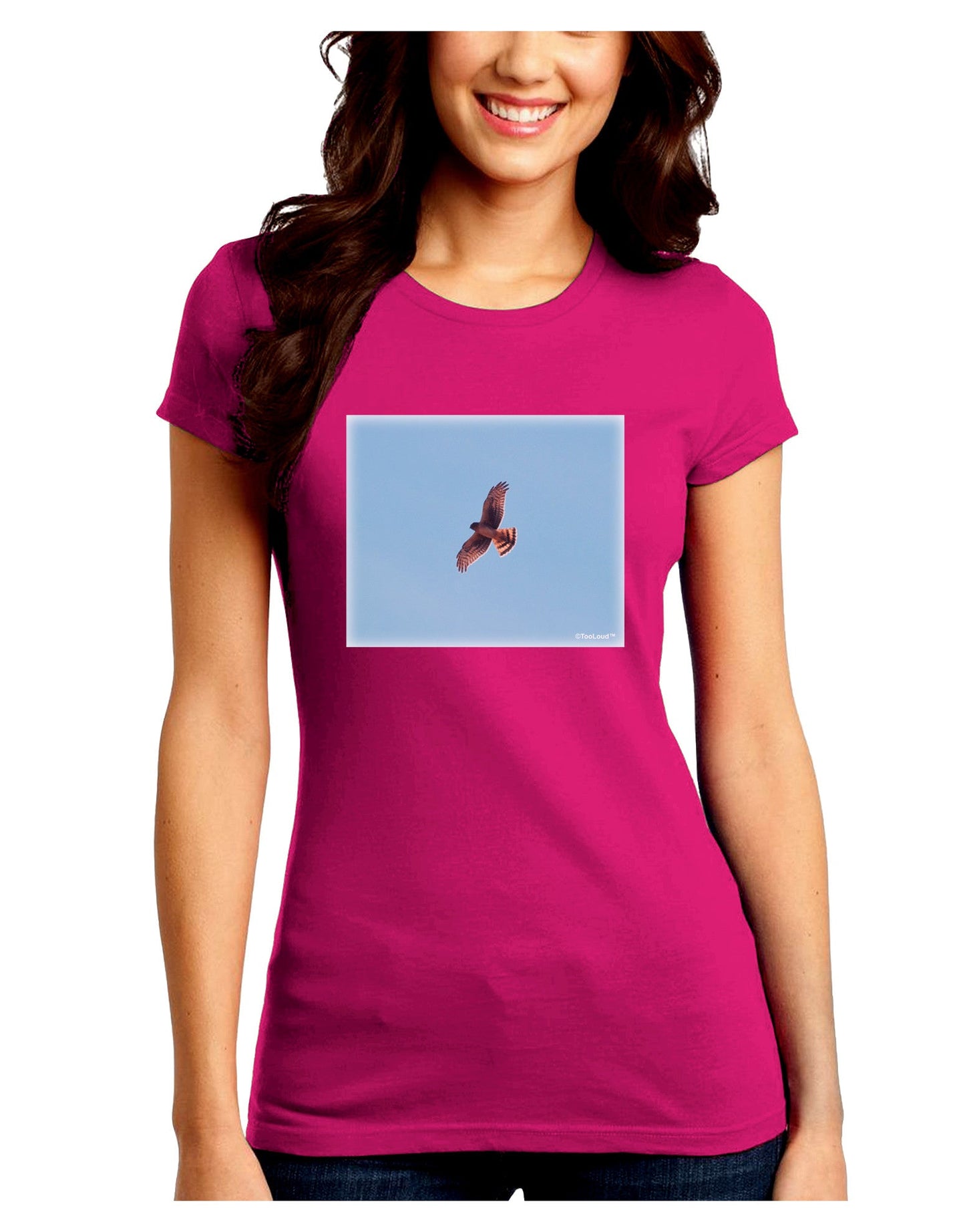 Soaring Peregrine Juniors Petite Crew Dark T-Shirt-T-Shirts Juniors Tops-TooLoud-Hot-Pink-Juniors Fitted Small-Davson Sales