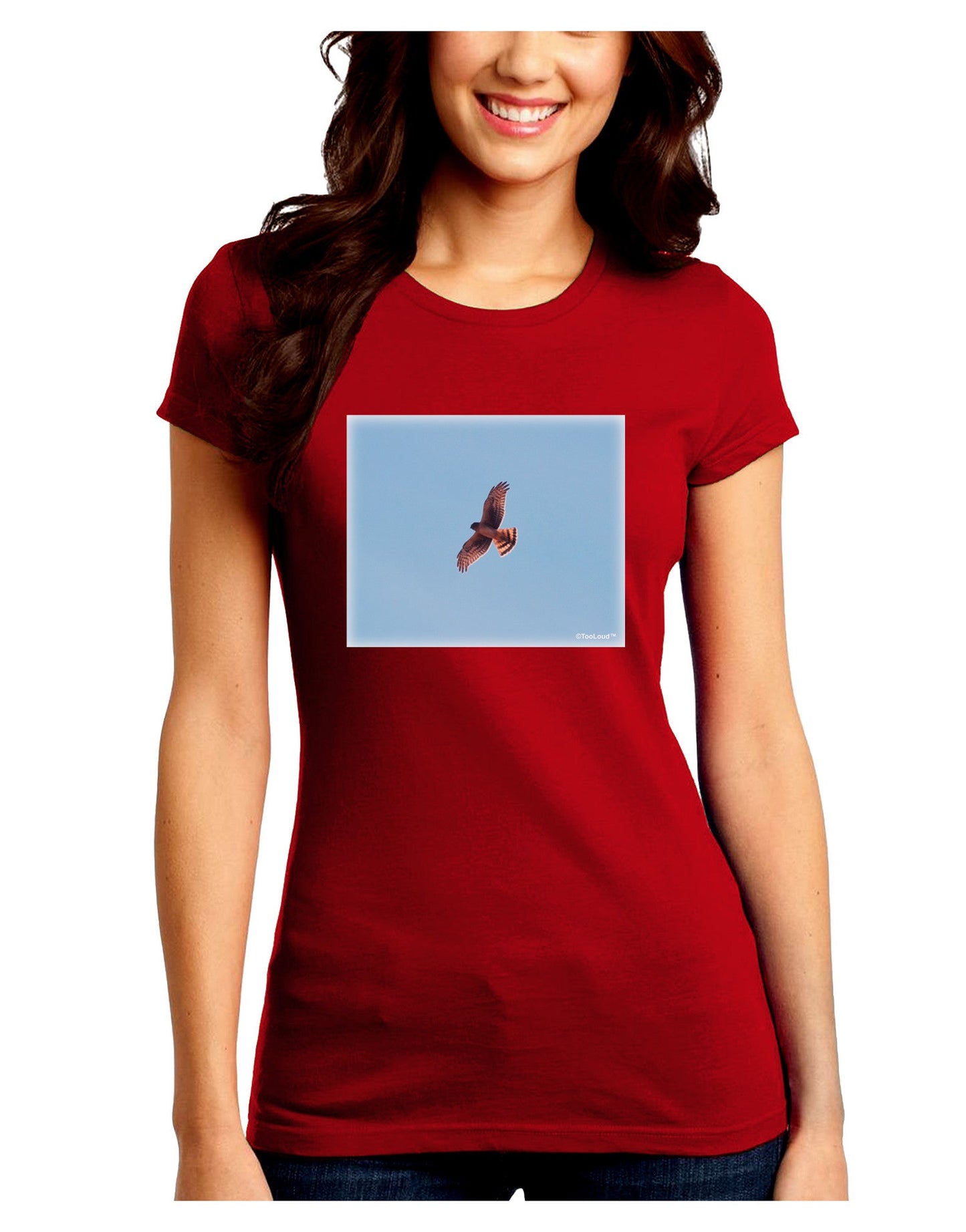 Soaring Peregrine Juniors Petite Crew Dark T-Shirt-T-Shirts Juniors Tops-TooLoud-Red-Juniors Fitted Small-Davson Sales