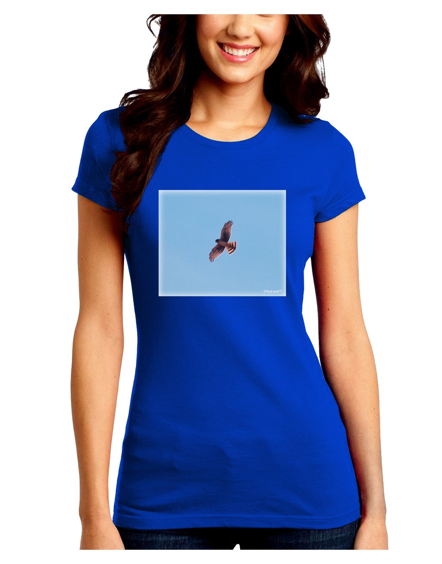 Soaring Peregrine Juniors Petite Crew Dark T-Shirt-T-Shirts Juniors Tops-TooLoud-Royal-Blue-Juniors Fitted Small-Davson Sales