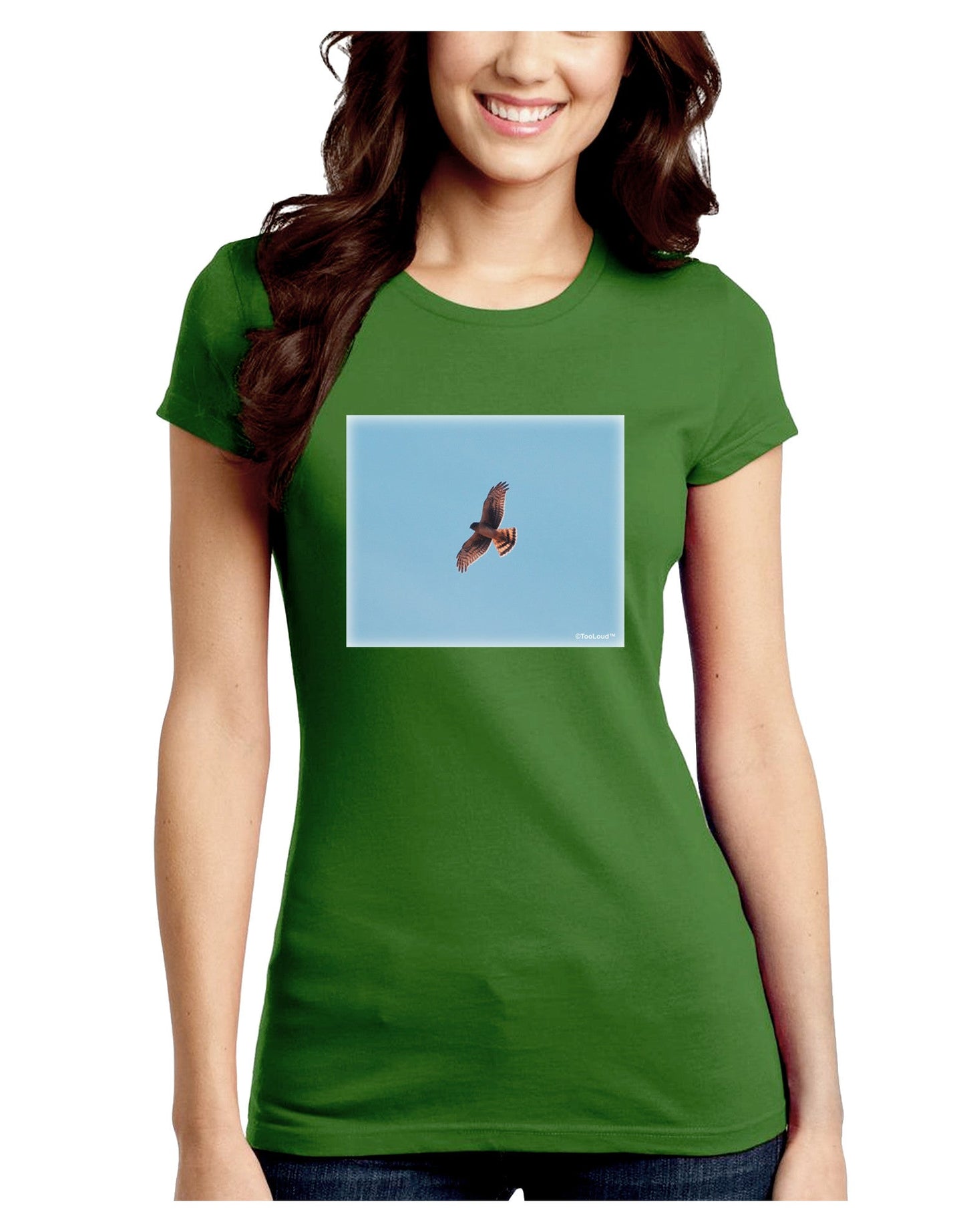Soaring Peregrine Juniors Petite Crew Dark T-Shirt-T-Shirts Juniors Tops-TooLoud-Kiwi-Green-Juniors Fitted Small-Davson Sales