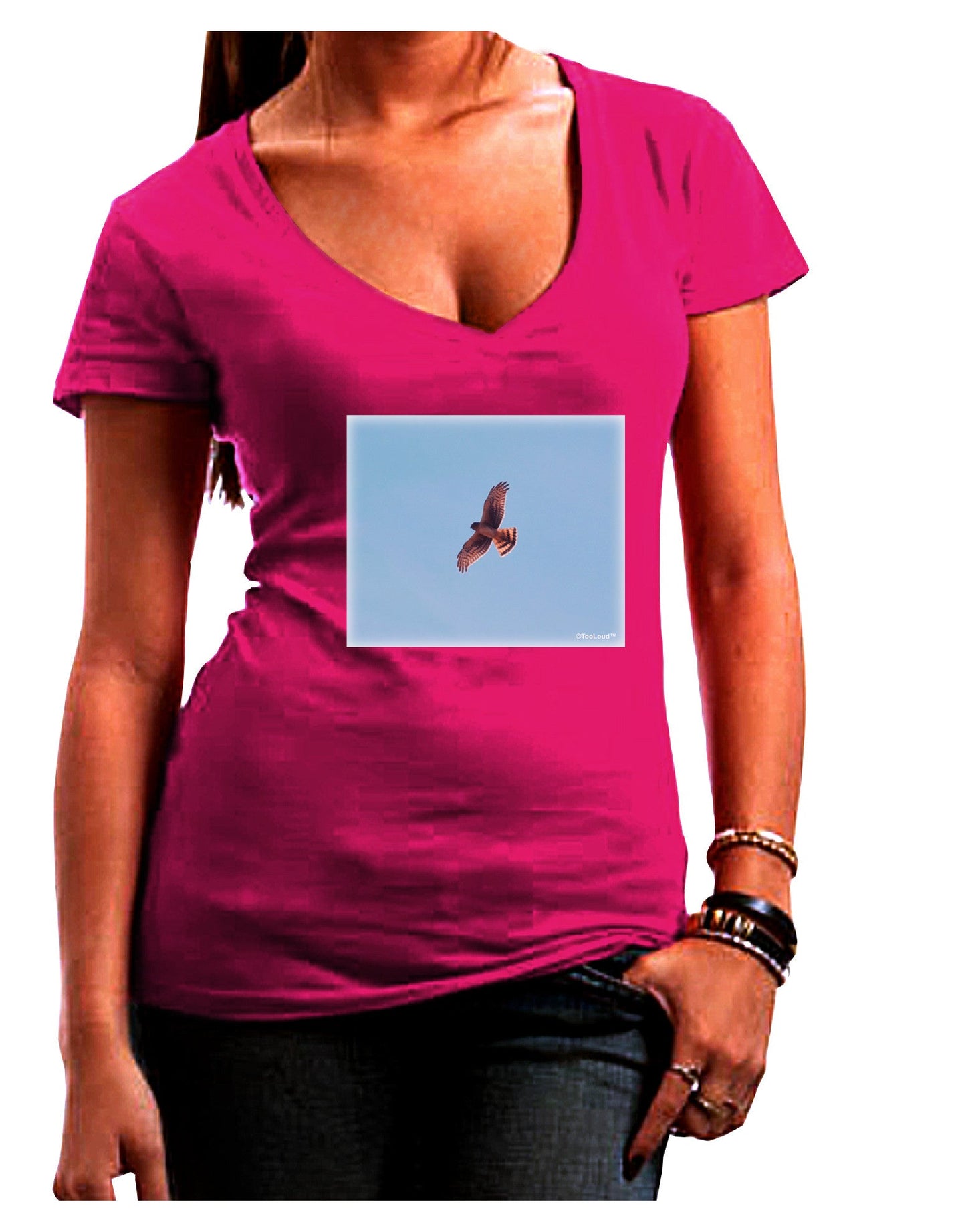 Soaring Peregrine Womens V-Neck Dark T-Shirt-Womens V-Neck T-Shirts-TooLoud-Hot-Pink-Juniors Fitted Small-Davson Sales