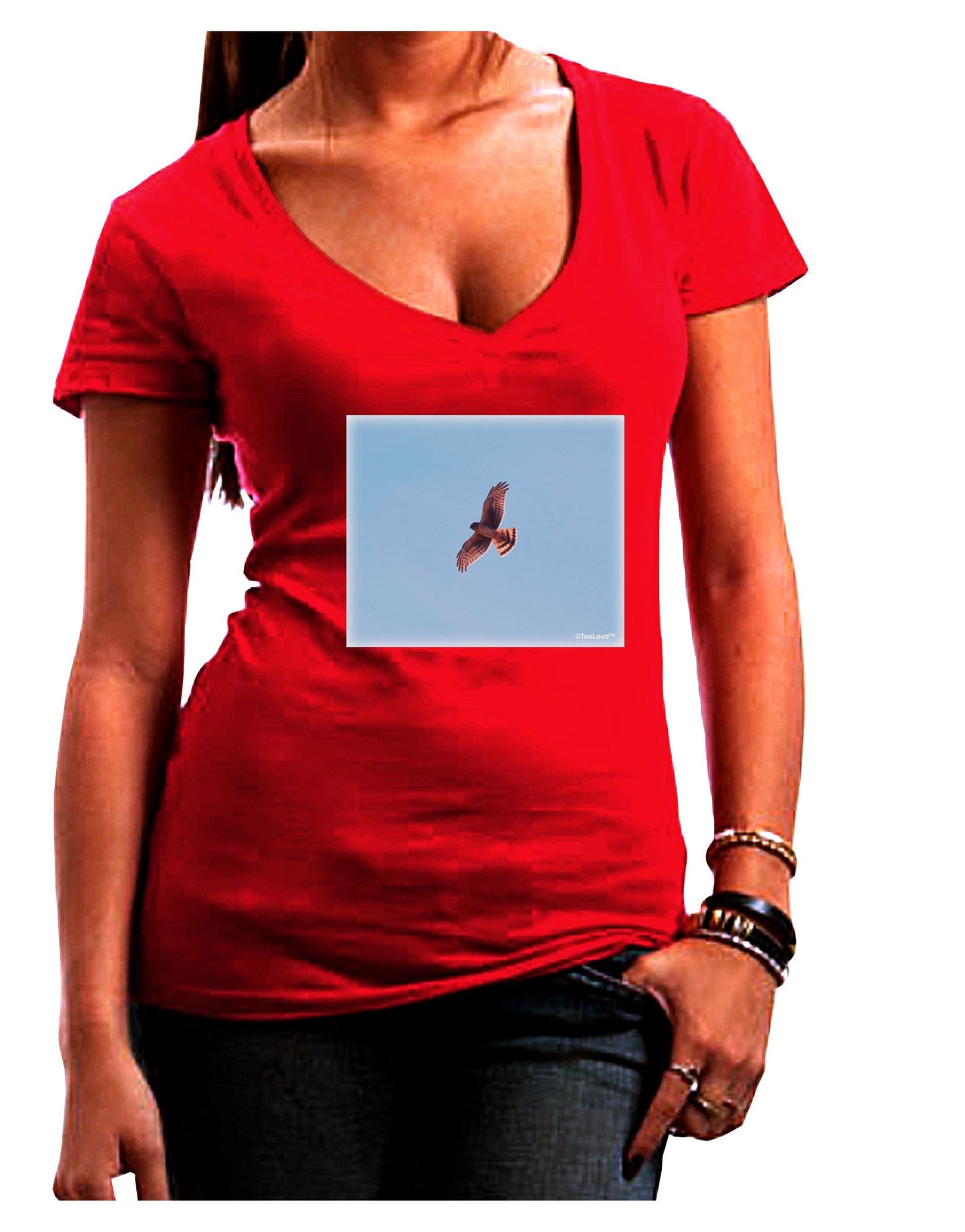 Soaring Peregrine Womens V-Neck Dark T-Shirt-Womens V-Neck T-Shirts-TooLoud-Red-Juniors Fitted Small-Davson Sales