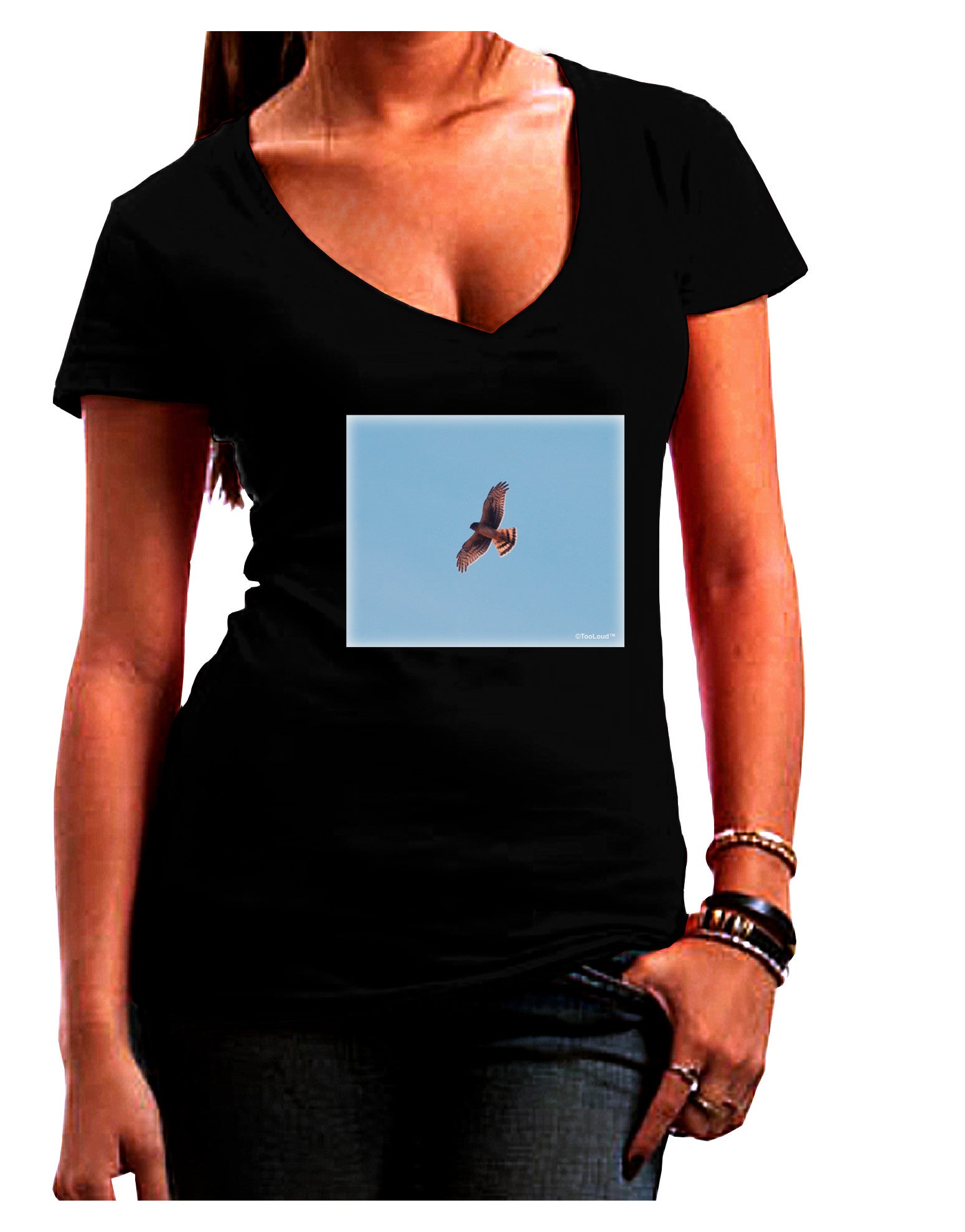 Soaring Peregrine Womens V-Neck Dark T-Shirt-Womens V-Neck T-Shirts-TooLoud-Black-Juniors Fitted Small-Davson Sales