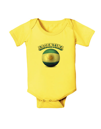 Soccer Ball Flag - Argentina Baby Romper Bodysuit-Baby Romper-TooLoud-Yellow-06-Months-Davson Sales